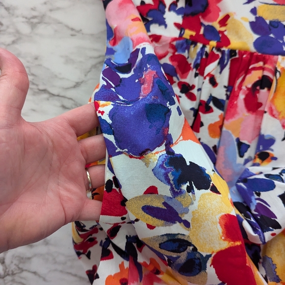 NWT Plus Size Floral Maxi Dress London Times Size 14 Cotton - Picture 6 of 7